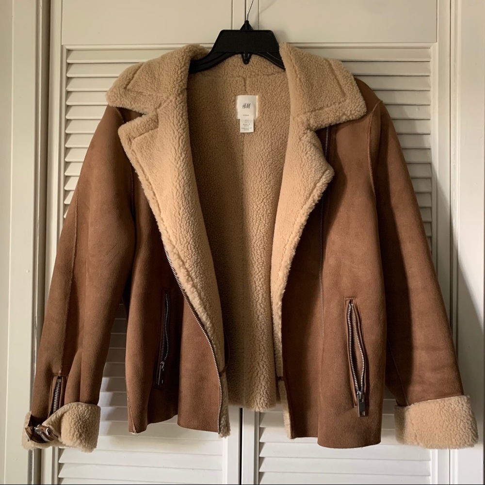 H&M leather and Sherpa lined jacket